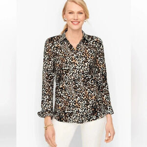 NWT TALBOTS CLASSIC COTTON SHIRT - LEOPARD 1X
